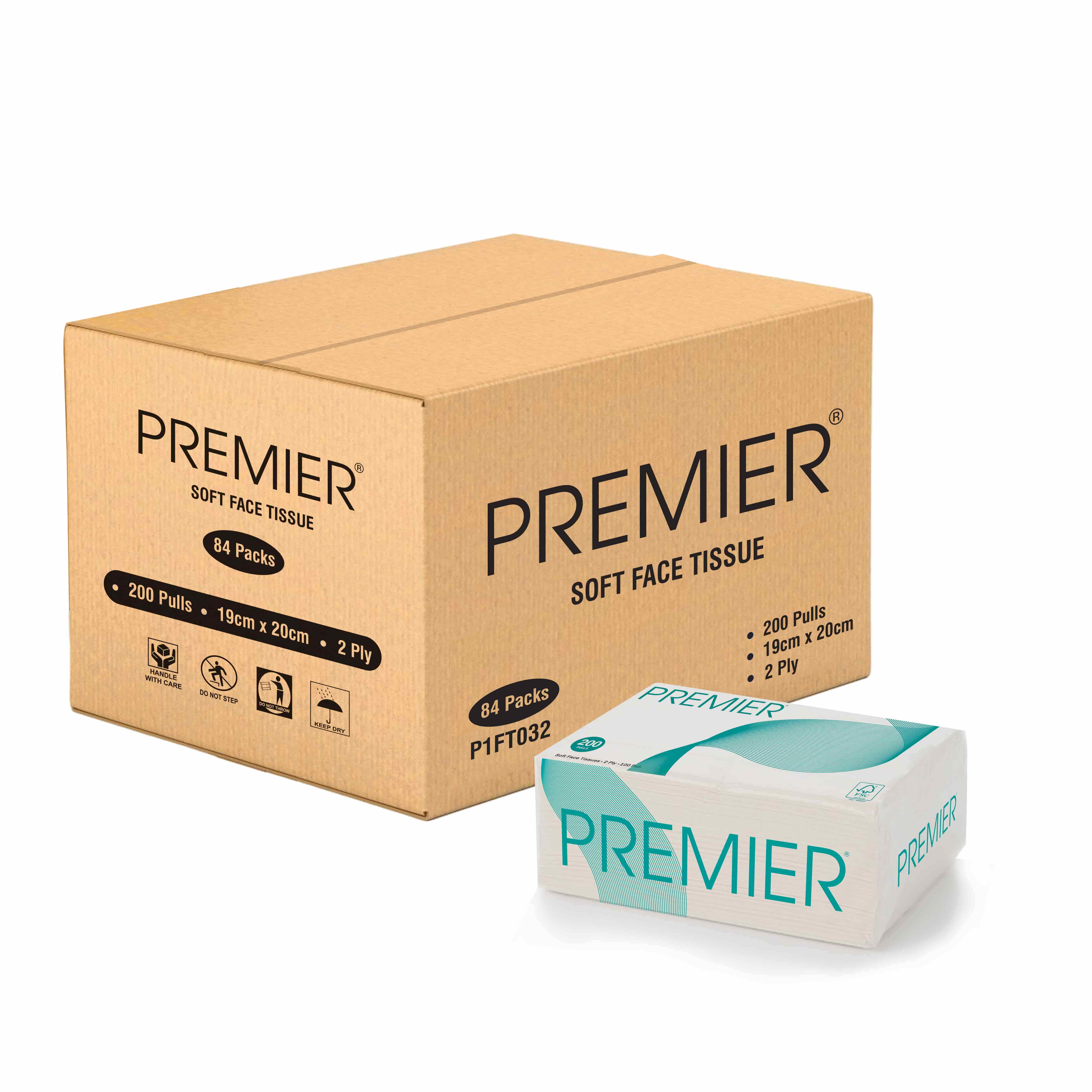 Premier Face Tissues 2 ply 200 pulls Refill Pack